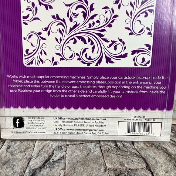 Crafters Companion NWT 6" x 6" Embossing Folder Regency Swirls Design 1 Piece - Picture 3 of 5